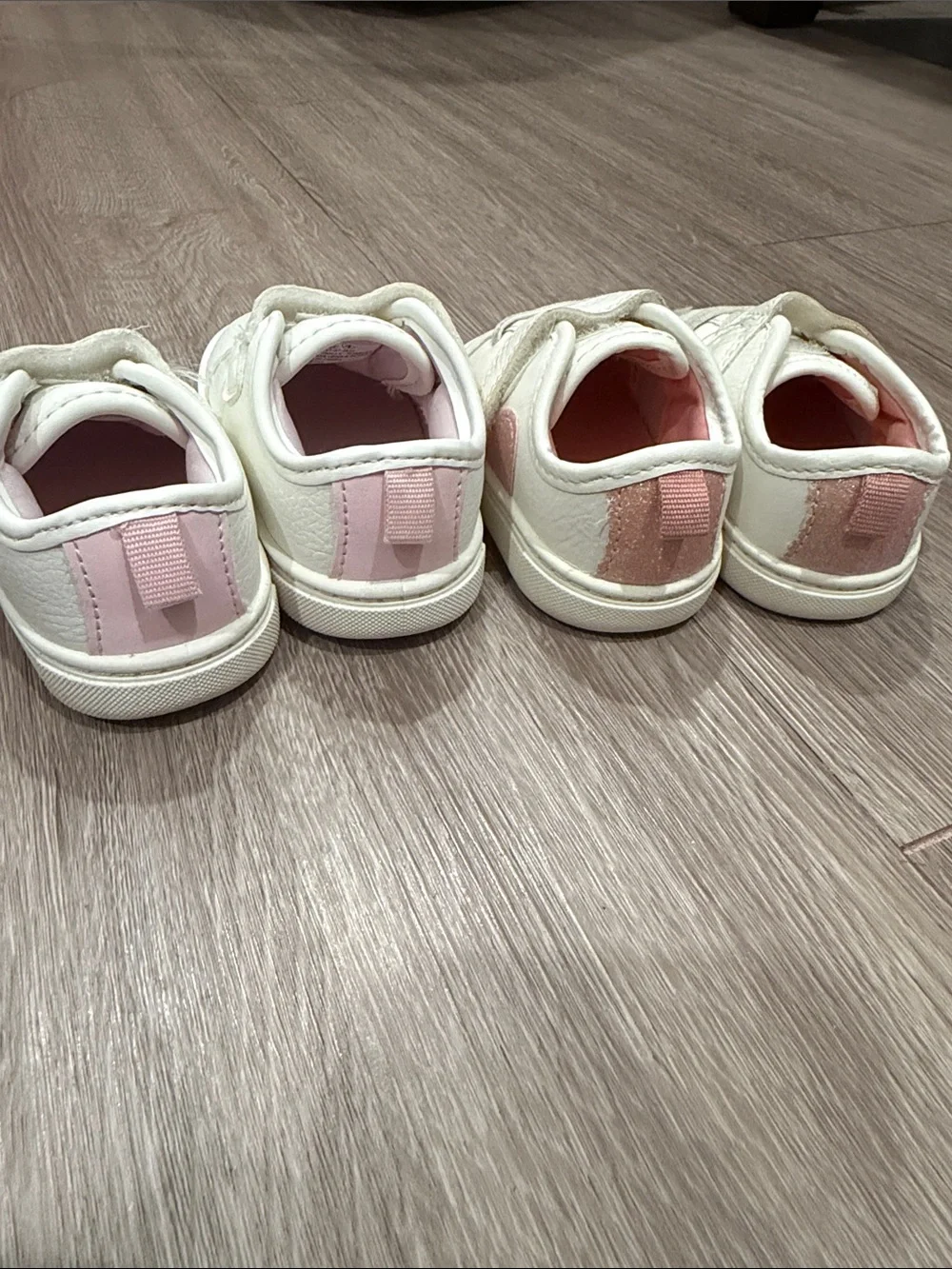 2 pairs! Kids White and Pink Velcro Sneakers - Comfortable Everyday Shoes